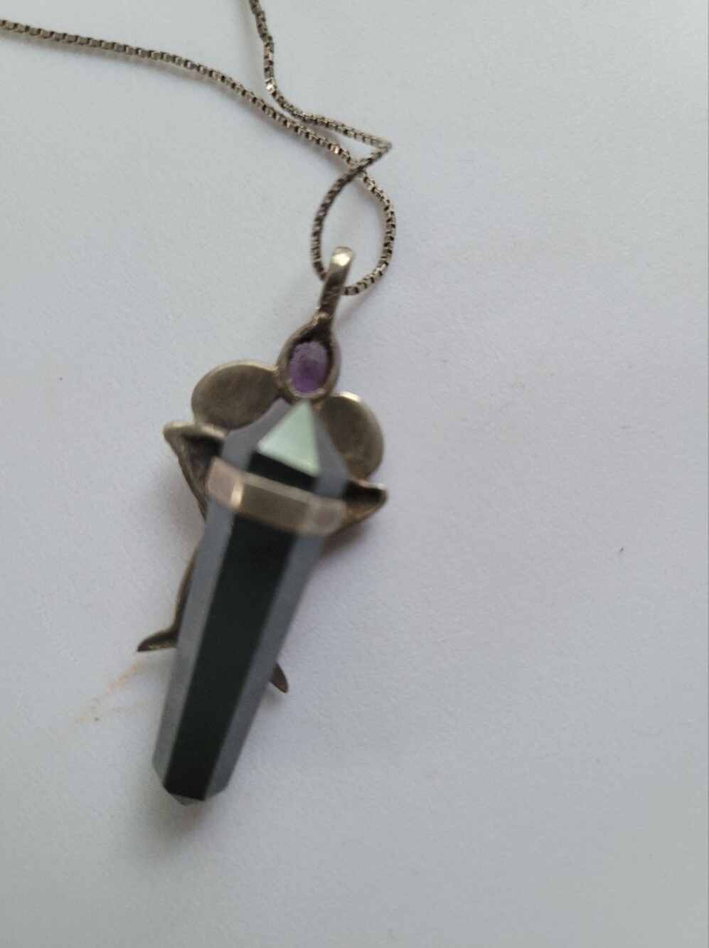 Sterling Dolphin & Amethyst Pendant Necklace in Purple - Picture 2 of 5